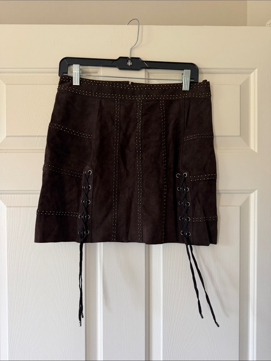 Haute Hippie Dresses & Skirts - Haute Hippie Chocolate Brown Suede Lace-Up Mini Skirt